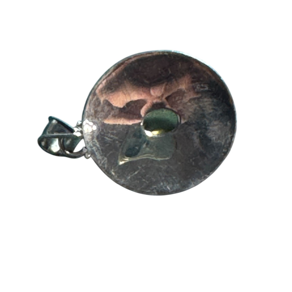Handcrafted Sterling Silver Oval Pendant With Moonstone Gemstone Intricate Floral Design 1.5 Inches Long