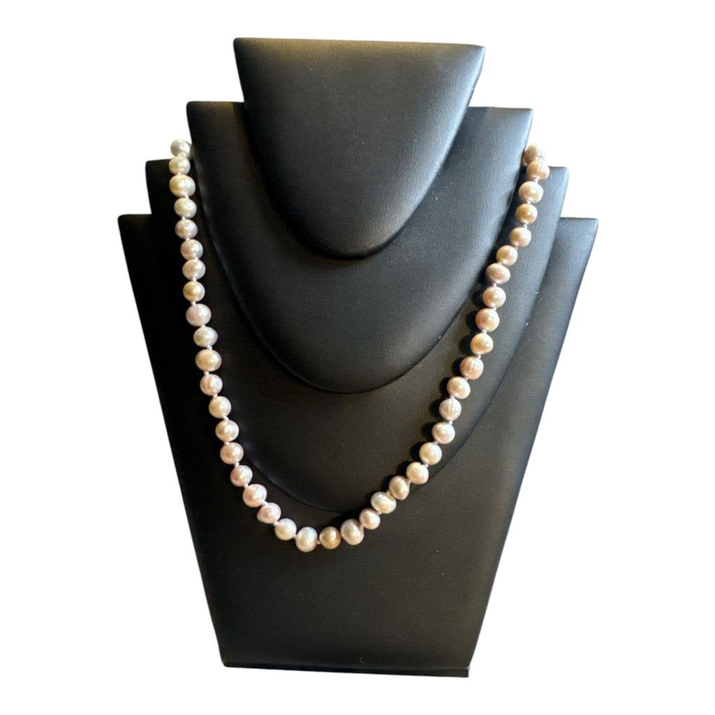 Faux Freshwater Pearl Necklace & Stud Earring Set with Gold-Tone Clasp