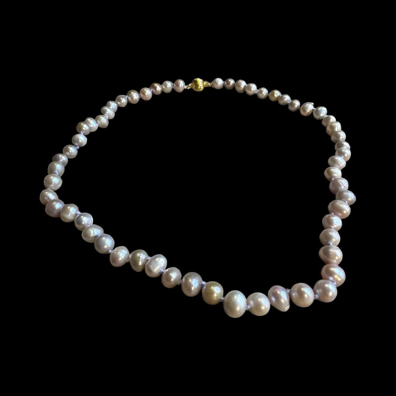 Faux Freshwater Pearl Necklace & Stud Earring Set with Gold-Tone Clasp
