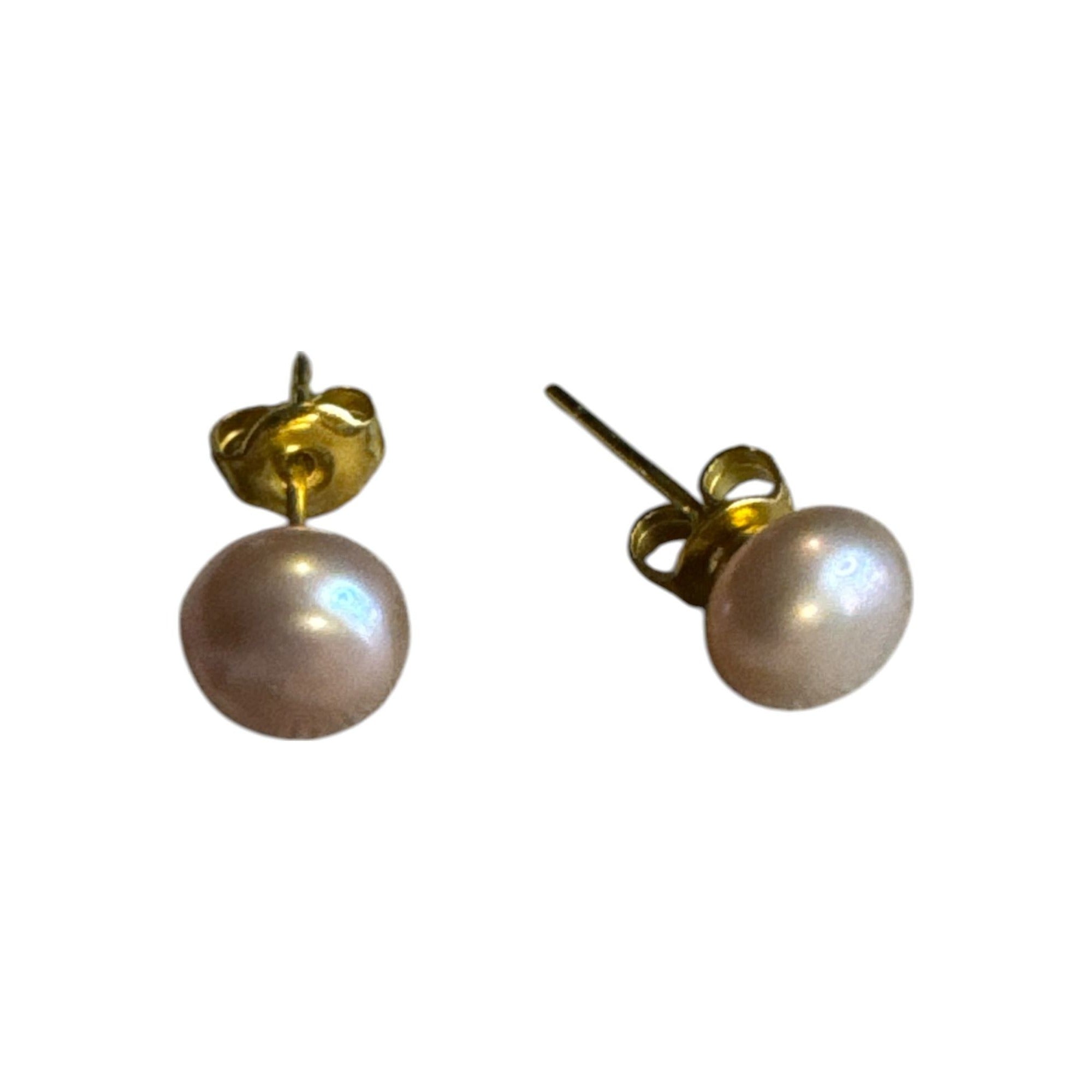 Faux Freshwater Pearl Necklace & Stud Earring Set with Gold-Tone Clasp