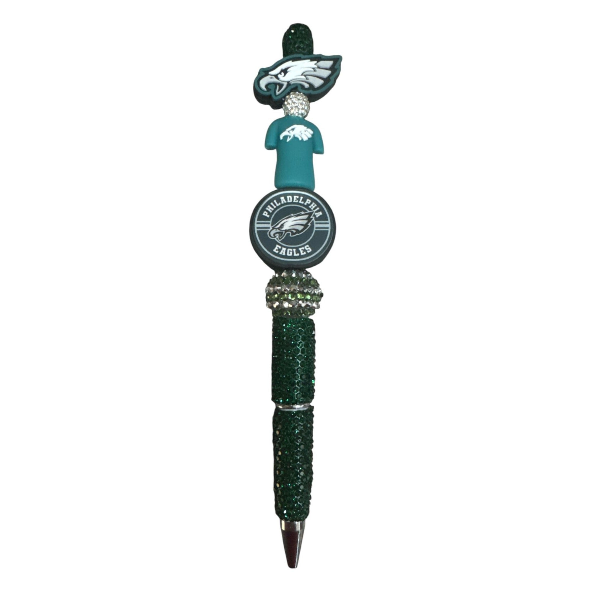 Philadelphia Eagles Bling Pen With Team Logo & Green Rhinestones