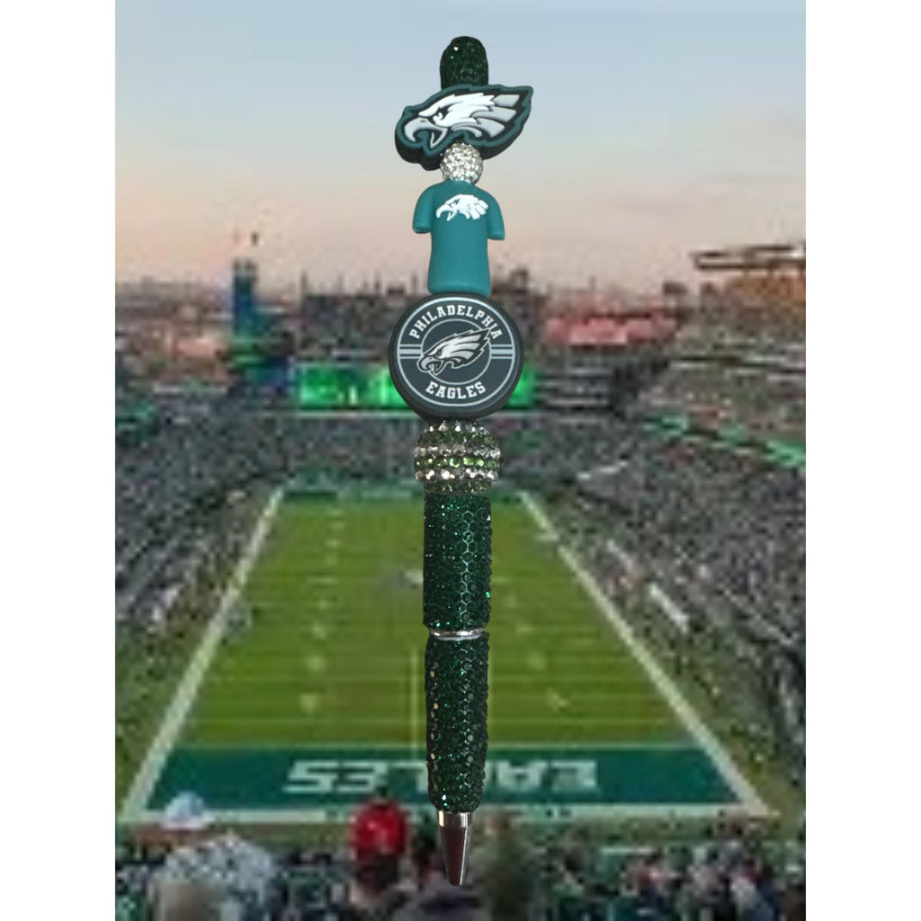 Philadelphia Eagles Bling Pen With Team Logo & Green Rhinestones