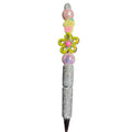 Beaded Decorative Pen With Rhinestone Handle & Floral Accents - Stylish Writing Tool For Journaling Or Office Use