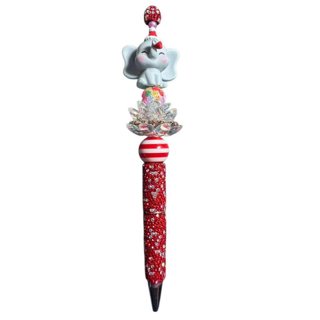 Handcrafted Elephant-Themed Decorative Pen With Red Crystal Accents For Writing & Gifting