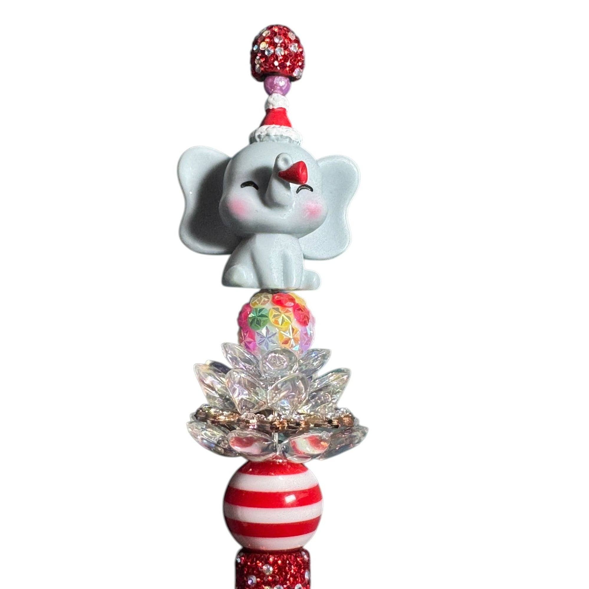 Handcrafted Elephant-Themed Decorative Pen With Red Crystal Accents For Writing & Gifting