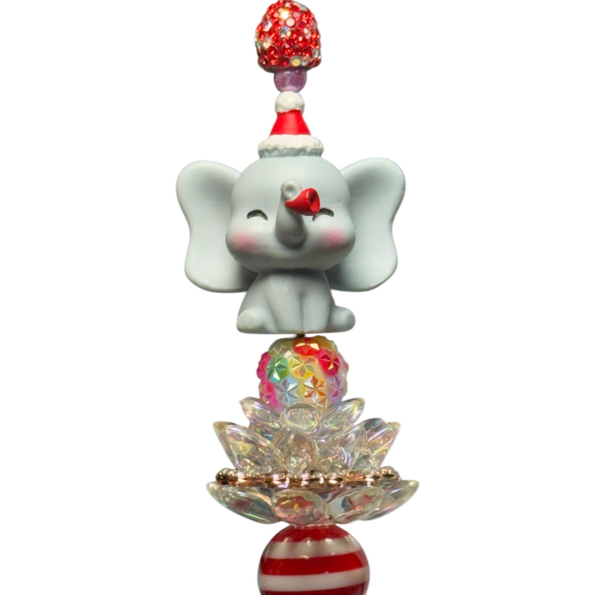 Handcrafted Elephant-Themed Decorative Pen With Red Crystal Accents For Writing & Gifting