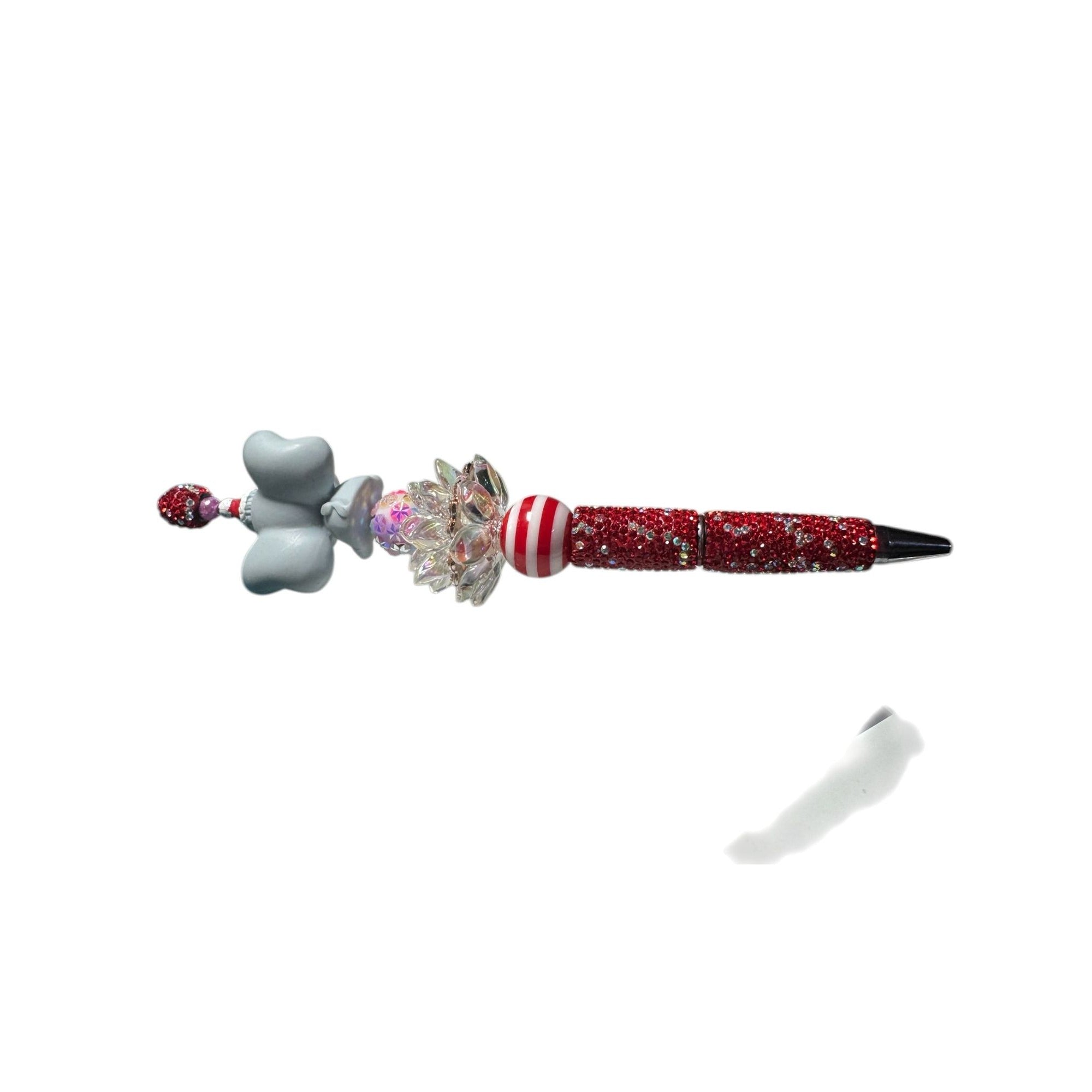 Handcrafted Elephant-Themed Decorative Pen With Red Crystal Accents For Writing & Gifting