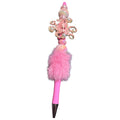 Pink Octopus Beaded Pen With Fluffy Accent & Pearl Details For Kids Or Crafts