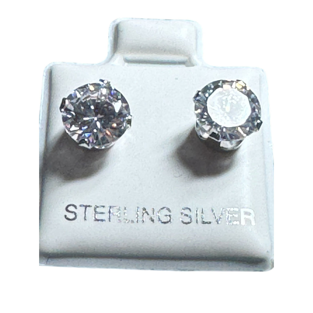 Sterling Silver Round Cubic Zirconia Stud Earrings 6mm Sparkle Jewelry