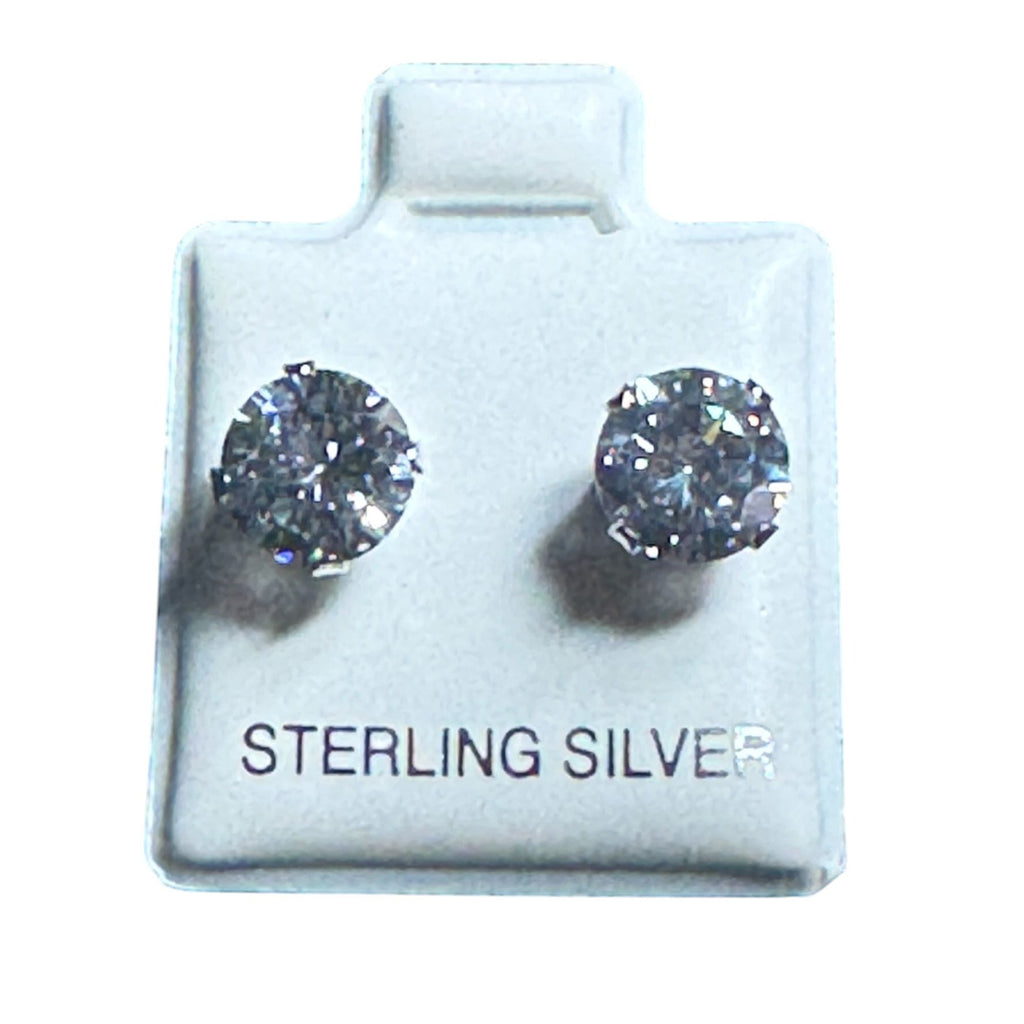 Sterling Silver Round Cubic Zirconia Stud Earrings 6mm Sparkle Jewelry