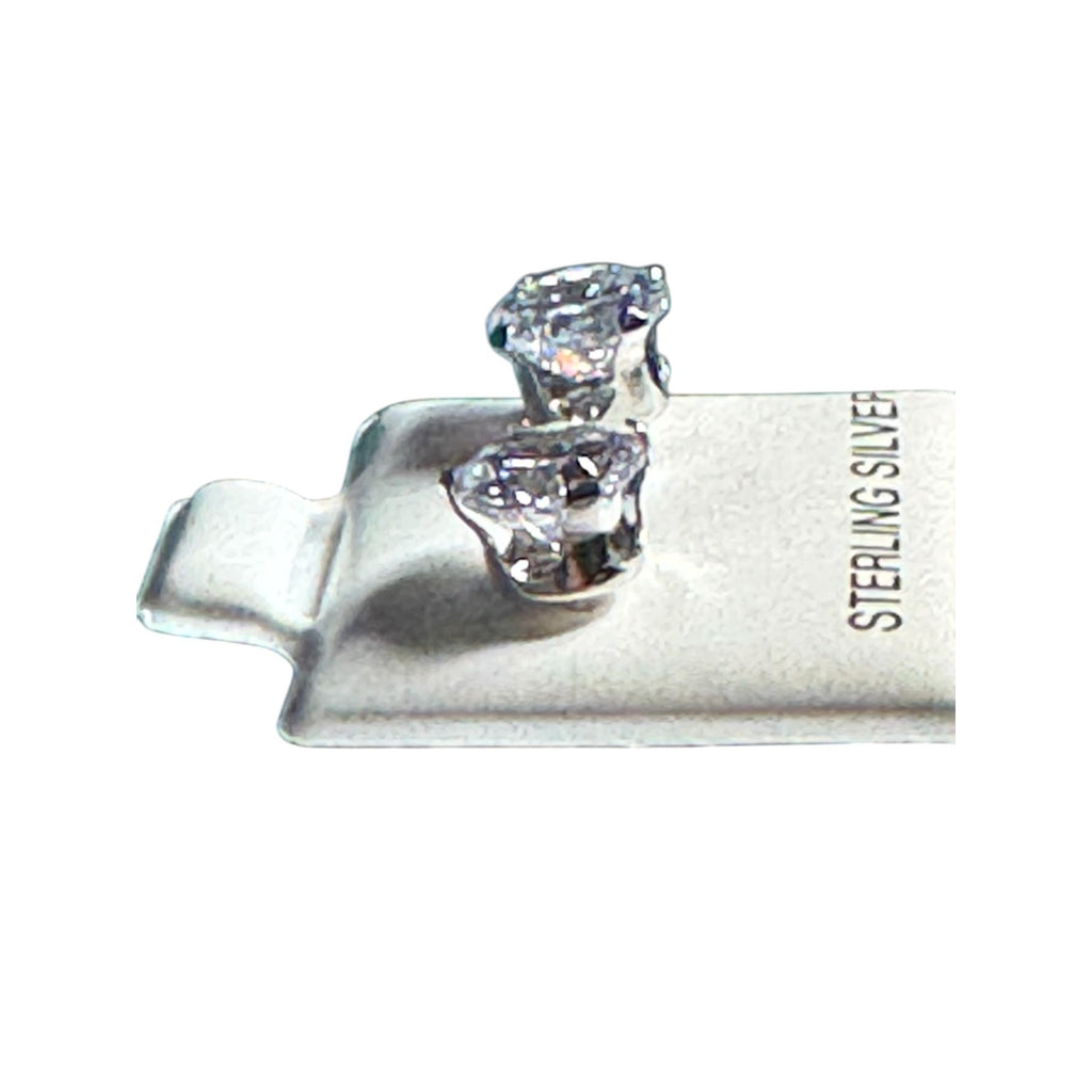 Sterling Silver Round Cubic Zirconia Stud Earrings 6mm Sparkle Jewelry