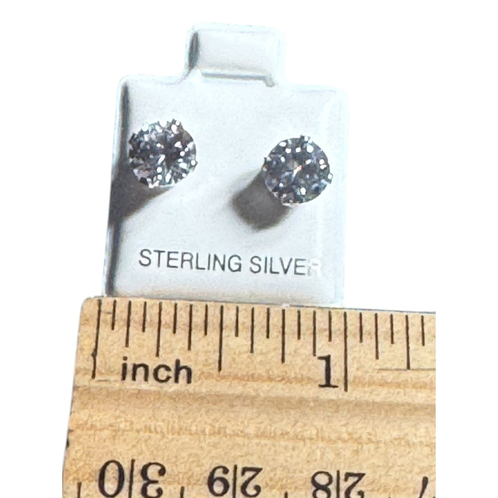 Sterling Silver Round Cubic Zirconia Stud Earrings 6mm Sparkle Jewelry