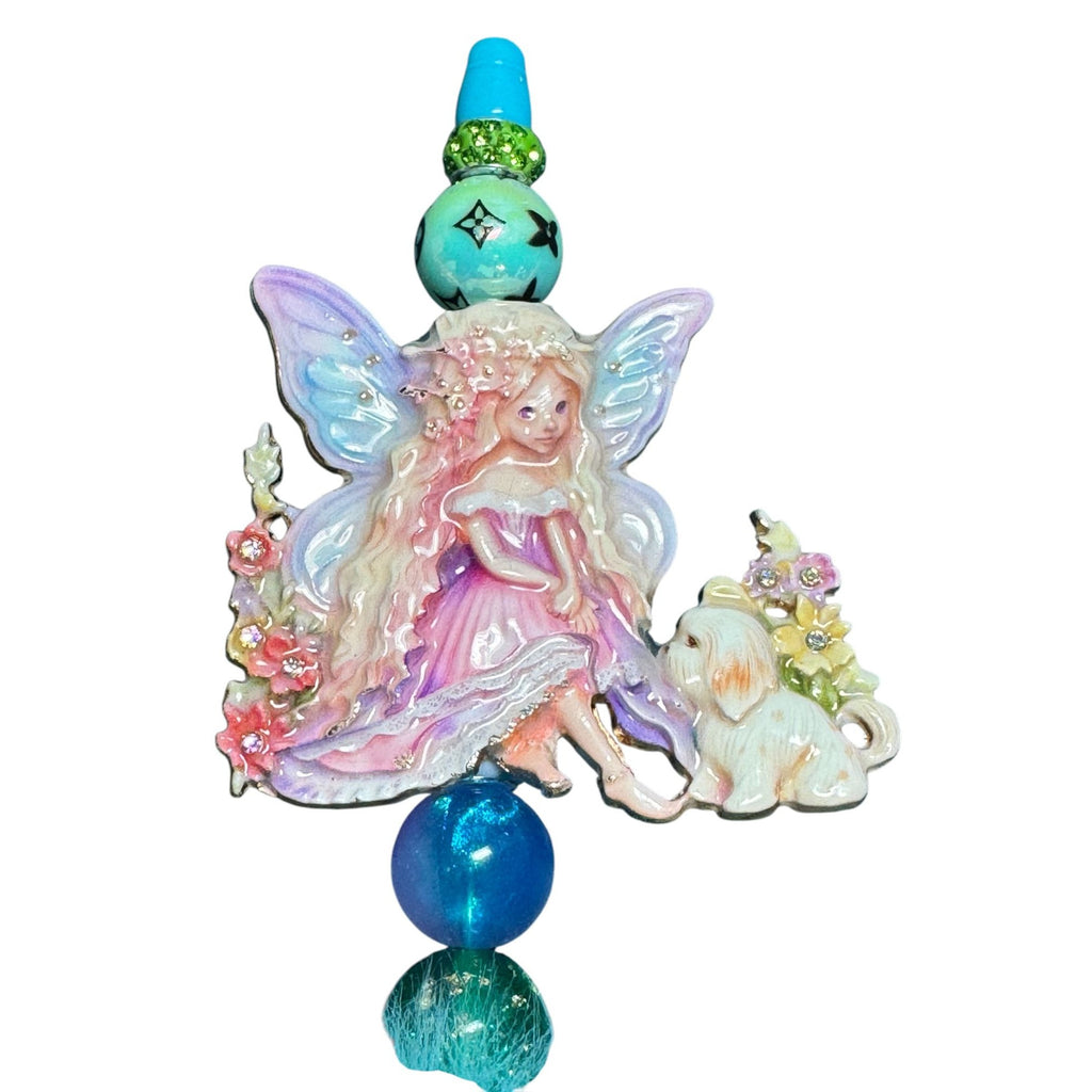 Whimsical Fairy-Themed Writing Pen With Furry Grip & Decorative Beads Perfect For Journaling Crafting Or Gift Giving