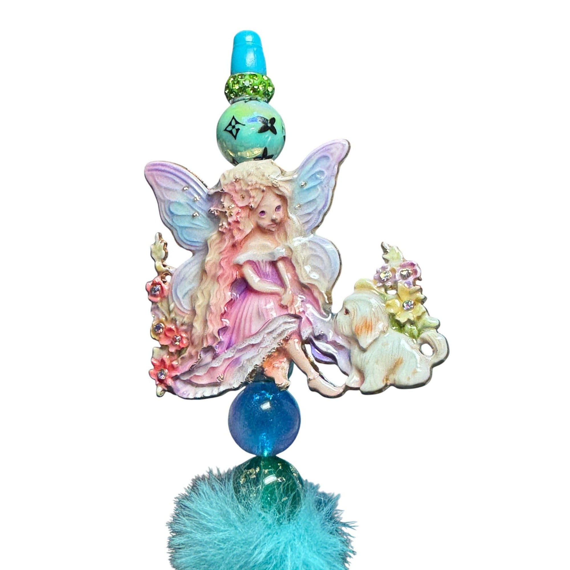 Whimsical Fairy-Themed Writing Pen With Furry Grip & Decorative Beads Perfect For Journaling Crafting Or Gift Giving