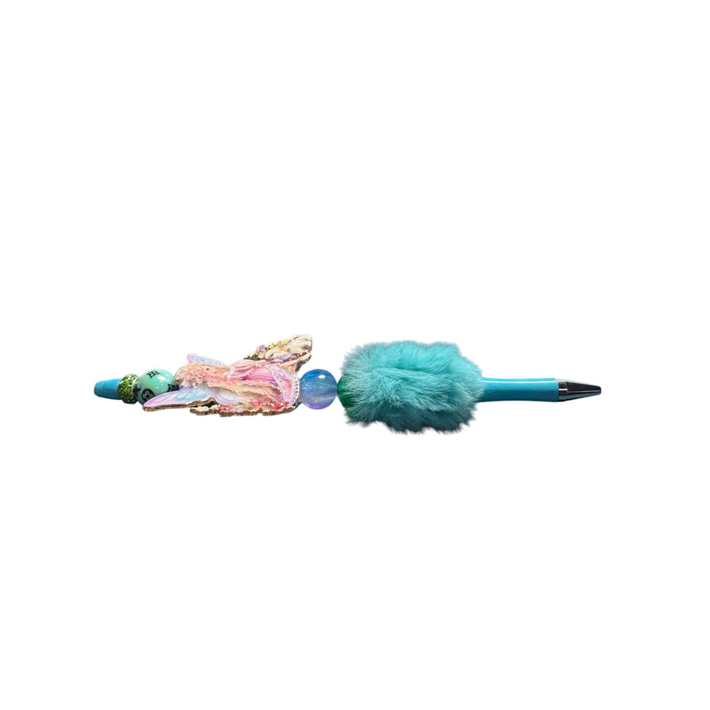 Whimsical Fairy-Themed Writing Pen With Furry Grip & Decorative Beads Perfect For Journaling Crafting Or Gift Giving