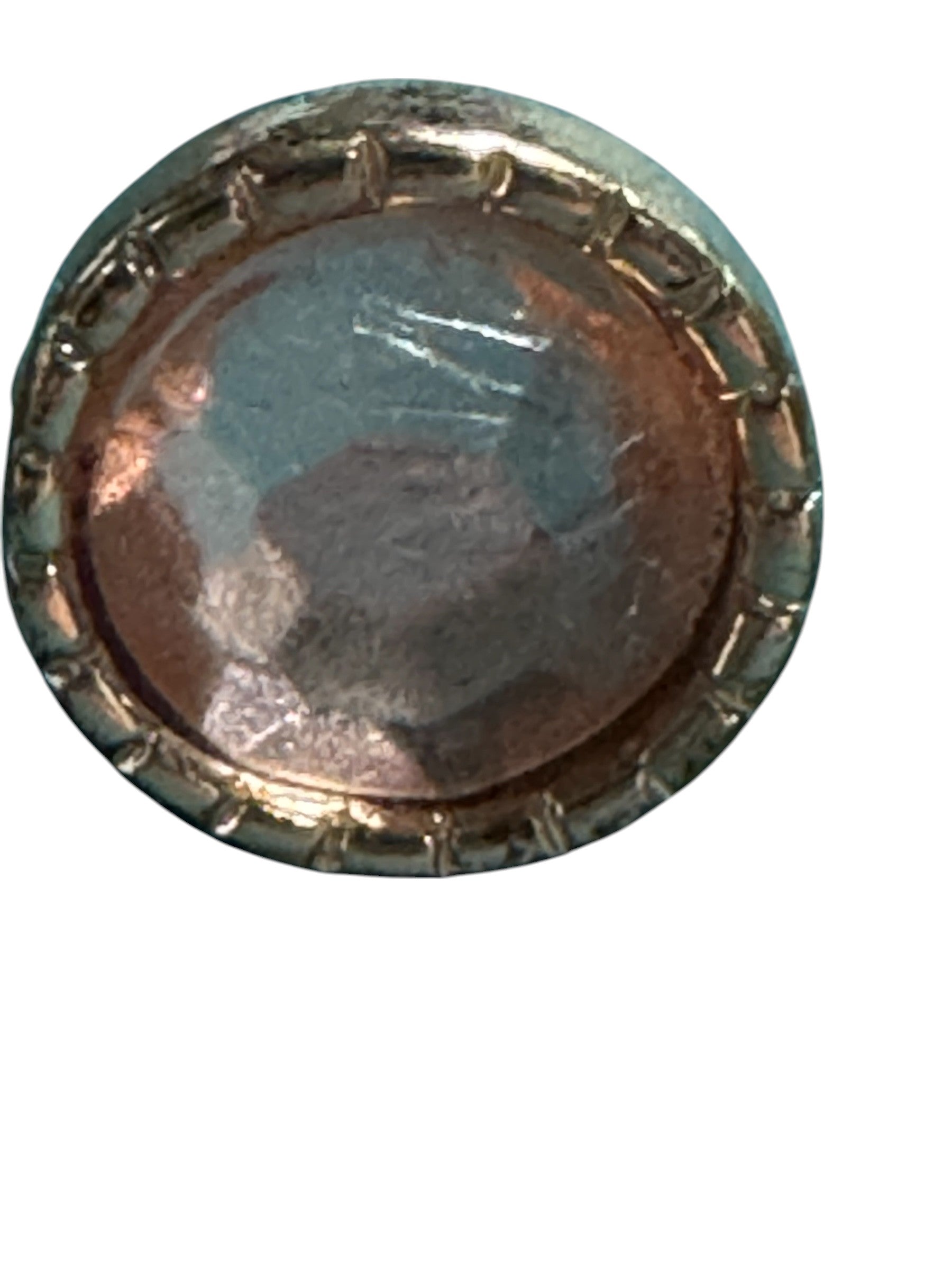 Rose Gold-Tone Stud Earrings With Faceted Center Stone & Textured Rim Elegant Design