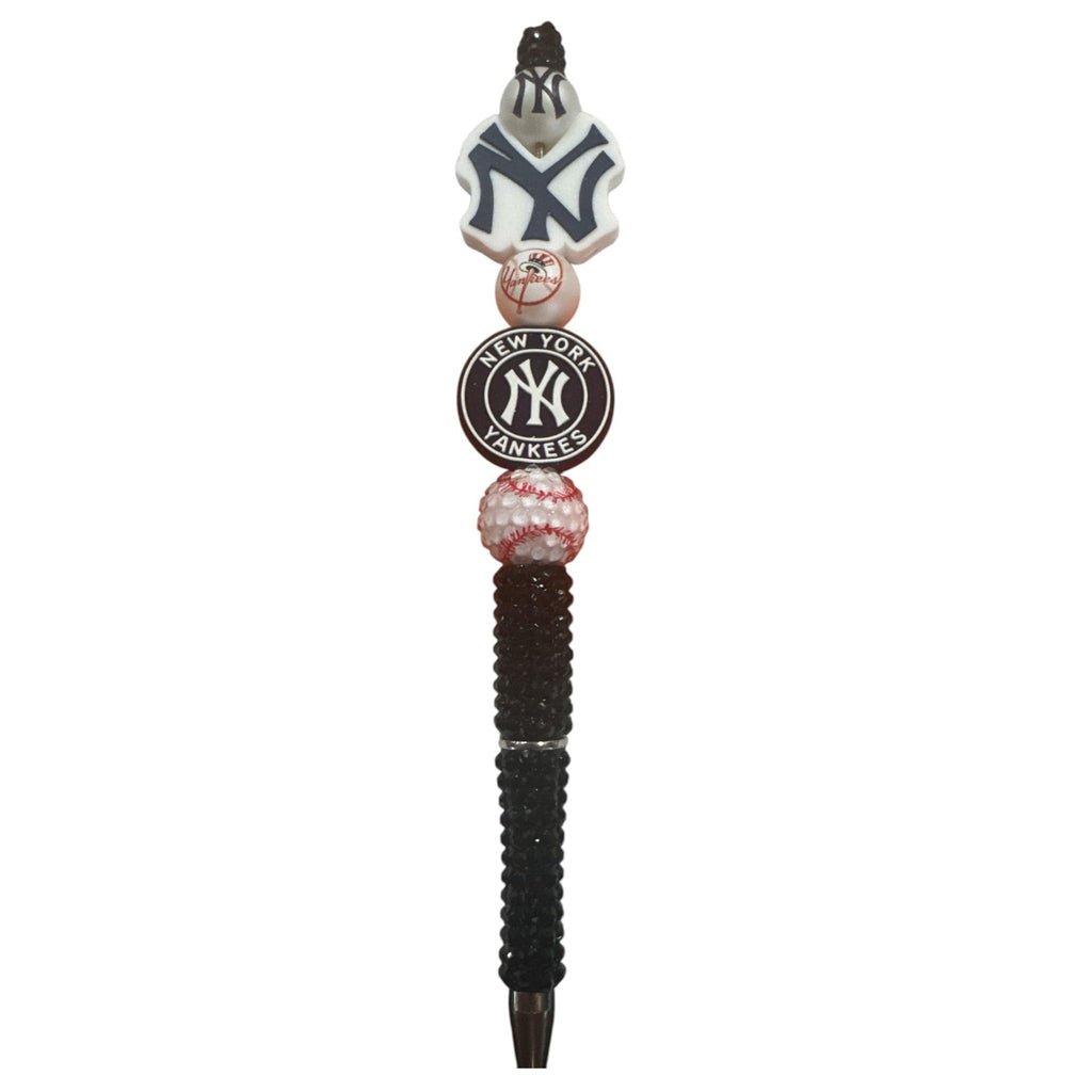 New York Yankees Logo Themed Decorative Pen With Baseball Design Black Grip And Team Logos