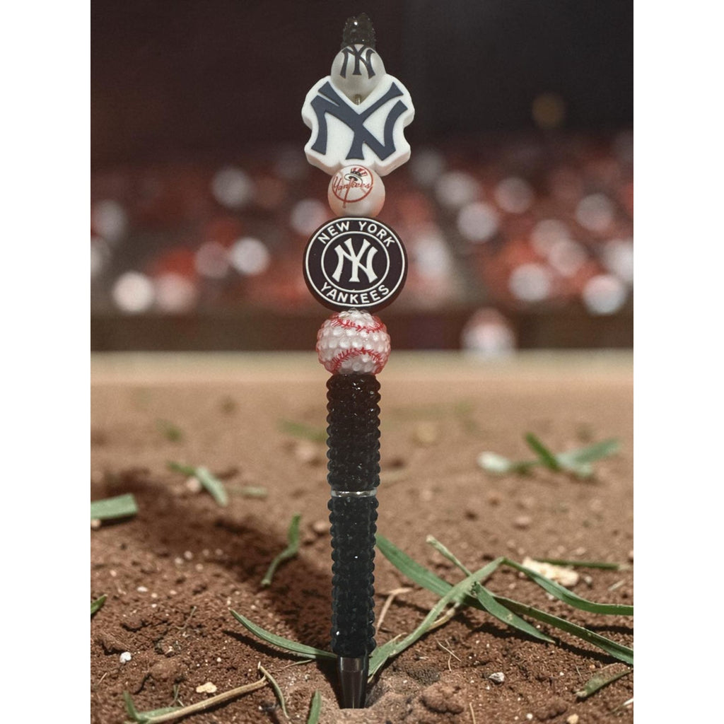 New York Yankees Logo Themed Decorative Pen With Baseball Design Black Grip And Team Logos