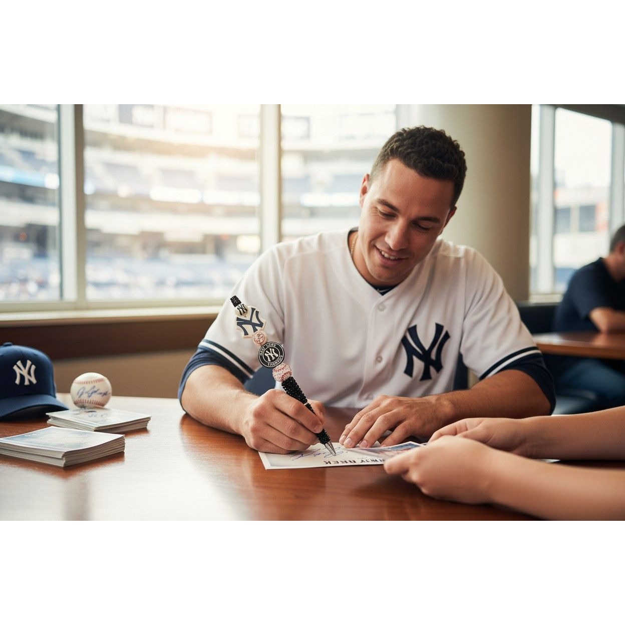 New York Yankees Logo Themed Decorative Pen With Baseball Design Black Grip And Team Logos