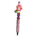 Strawberry-Themed Beaded Pen With Glitter Grip & Figurine Design For Writing & Gifting
