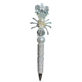 Elegant Silver Spider-Themed Pen With Rhinestones & Pearl Accents For Writing & Gifting