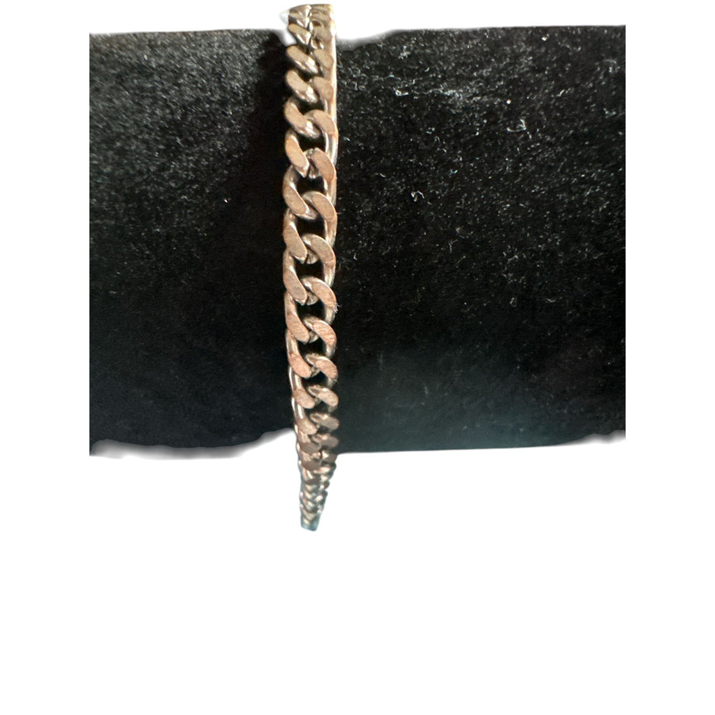 Silver Cuban Link Chain Bracelet With Adjustable Clasp - 7 Inches