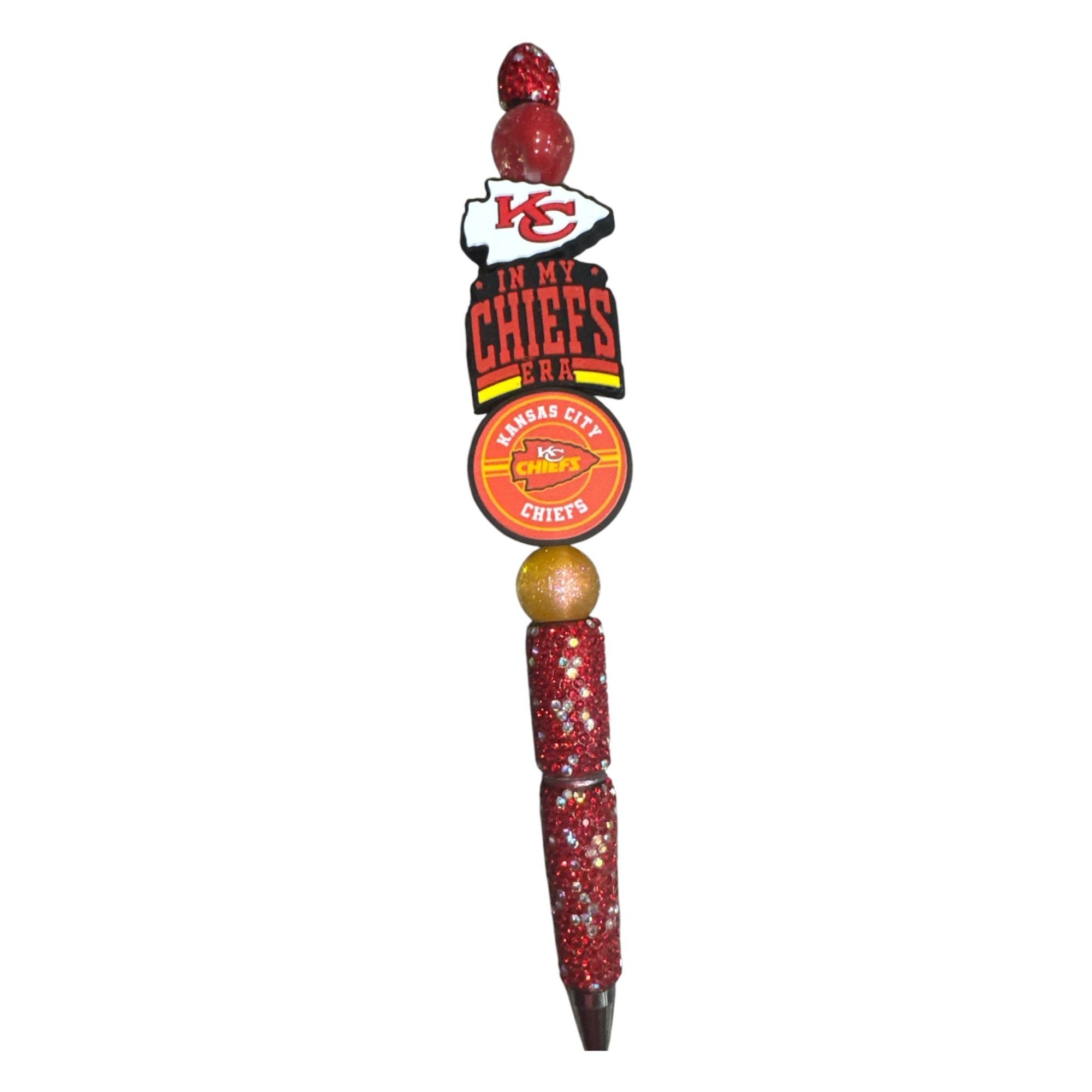 Kansas City Chiefs-Inspired Glitter Pen With Beaded Accents For Fans & Gifting