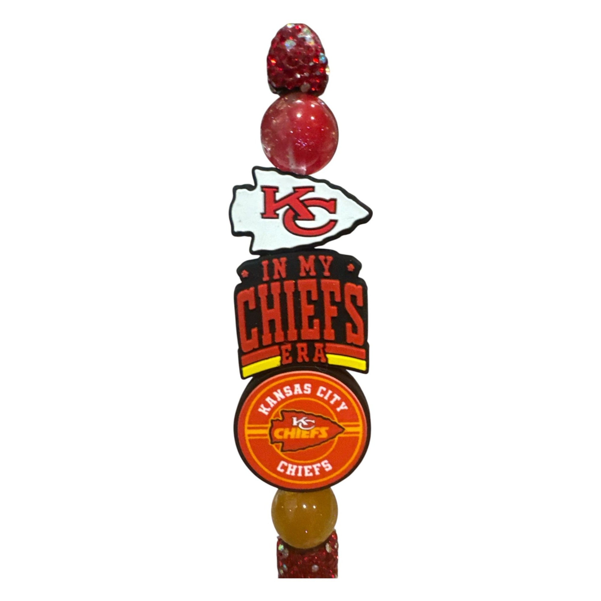 Kansas City Chiefs-Inspired Glitter Pen With Beaded Accents For Fans & Gifting