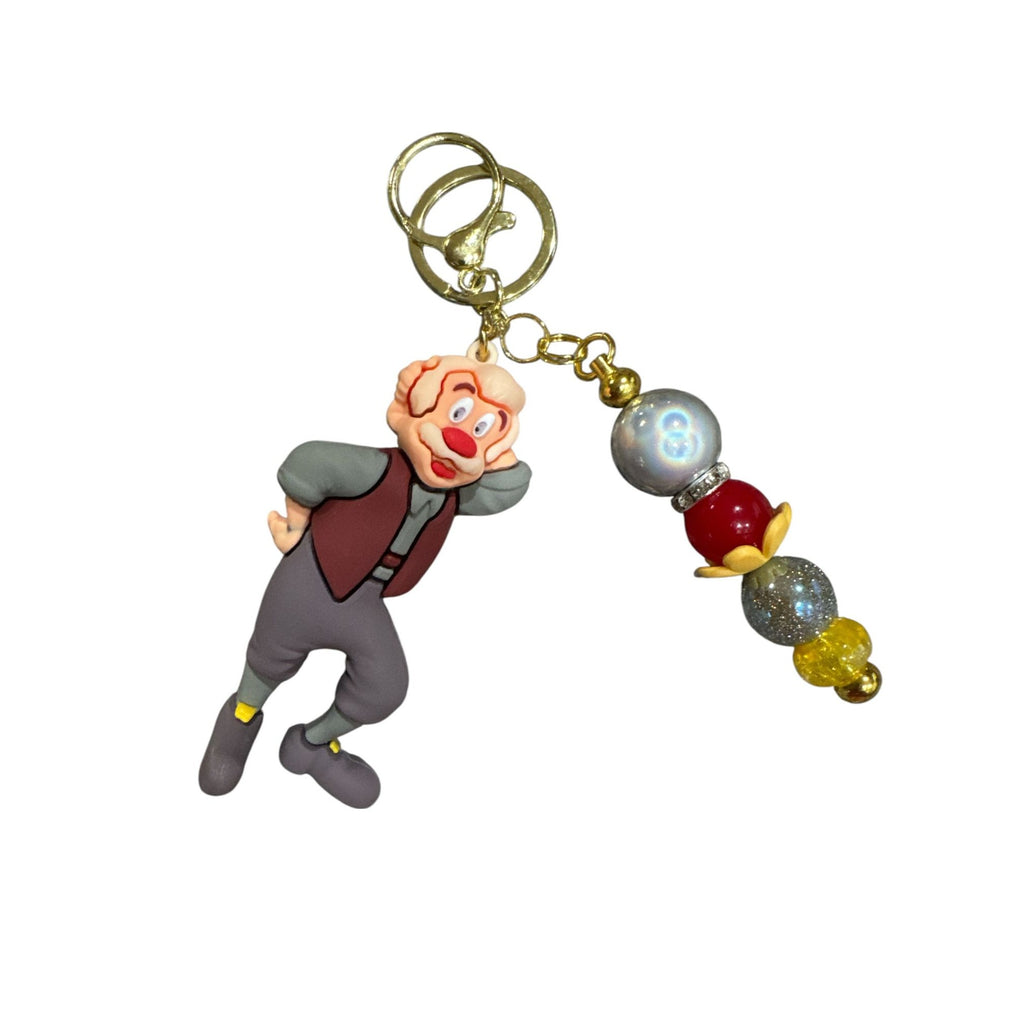 Disney Pinocchio Geppetto Keychain & Colorful Beads