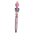Day Of The Dead Sugar Skull Beaded Ballpoint Pen Pink & Glitter Design Decorative Writing Tool