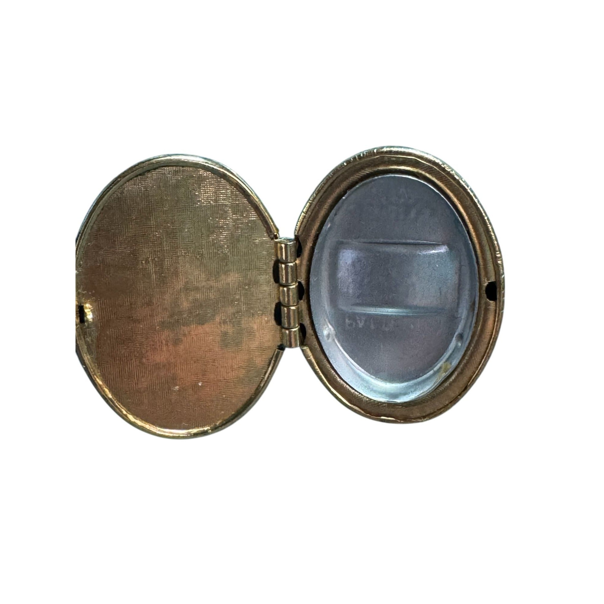 Vintage Avon Lockett Gold Tone Hematite Style Ring • Oval Cabochon • Adjustable Band
