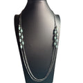 Multi Strand Silver Tone Necklace Aqua Faceted Oval Beads Layered Chains Boho Statement