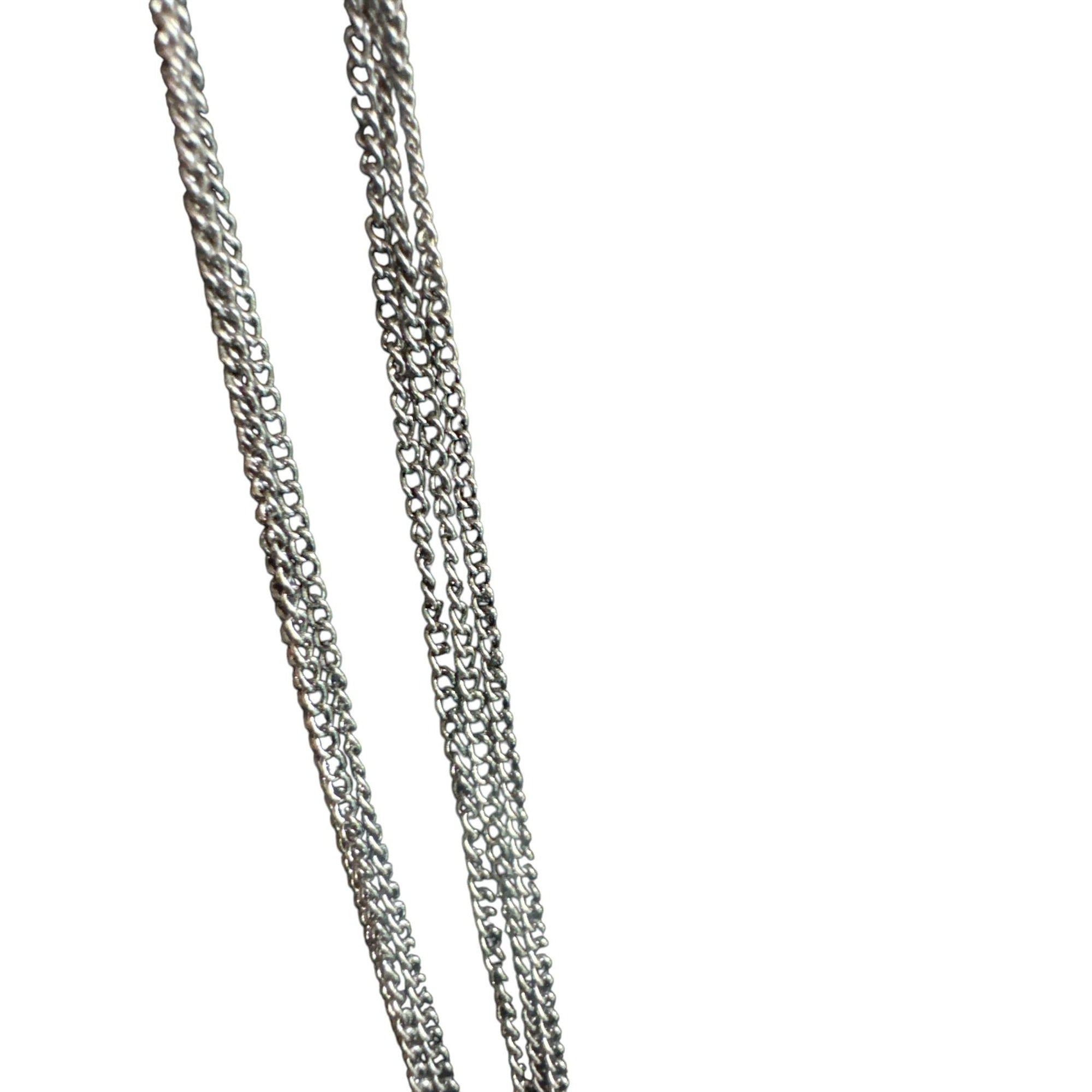 Multi Strand Silver Tone Necklace Aqua Faceted Oval Beads Layered Chains Boho Statement