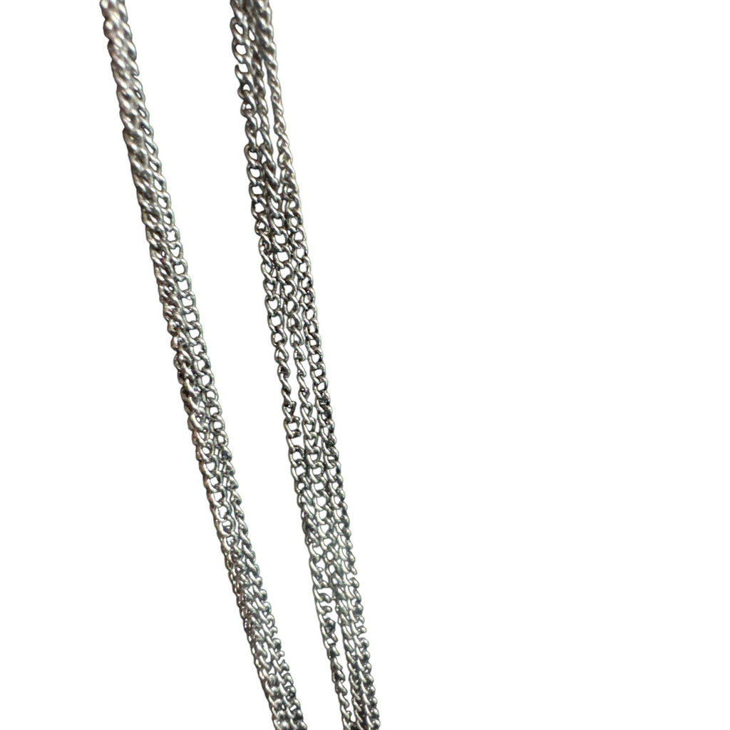Multi Strand Silver Tone Necklace Aqua Faceted Oval Beads Layered Chains Boho Statement