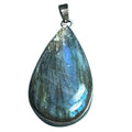 Labradorite Sterling Silver Teardrop Pendant Necklace 925 Stamped Iridescent Blue-Green Glow Elegant Jewelry For Women