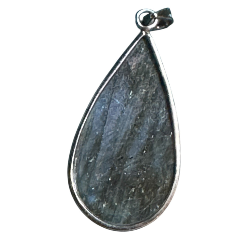 Labradorite Sterling Silver Teardrop Pendant Necklace 925 Stamped Iridescent Blue-Green Glow Elegant Jewelry For Women
