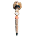 Cowboy Western Pom Pom Beaded Pen Tan Glitter Cute Hat Heart Novelty Stationery