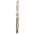 Beaded Bunny Pen With Rhinestone Handle And Pastel Charms - Perfect For Gifts Or Craft Activities