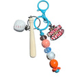 Detroit Tigers Baseball-Themed Keychain With Mini Bat Ball & Beads "Its A Baseball Kinda Day" Charm Blue Clip Lightweight Design