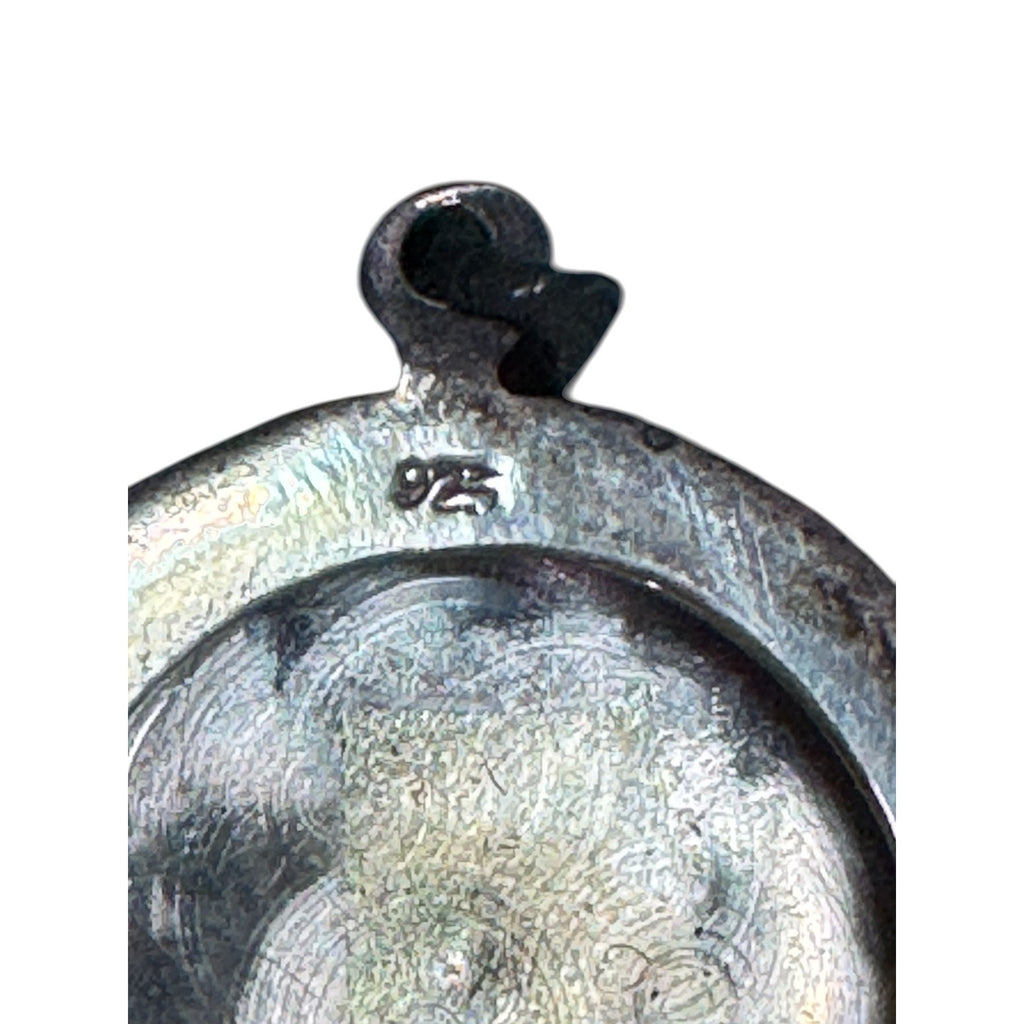 Sterling Silver 925 Engraved Locket Round Vintage Etched Floral Design Pendant