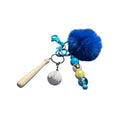 Milwaukee Brewers Baseball-Themed Keychain With Blue Pom Mini Bat Ball & Beads For Backpacks Or Bags