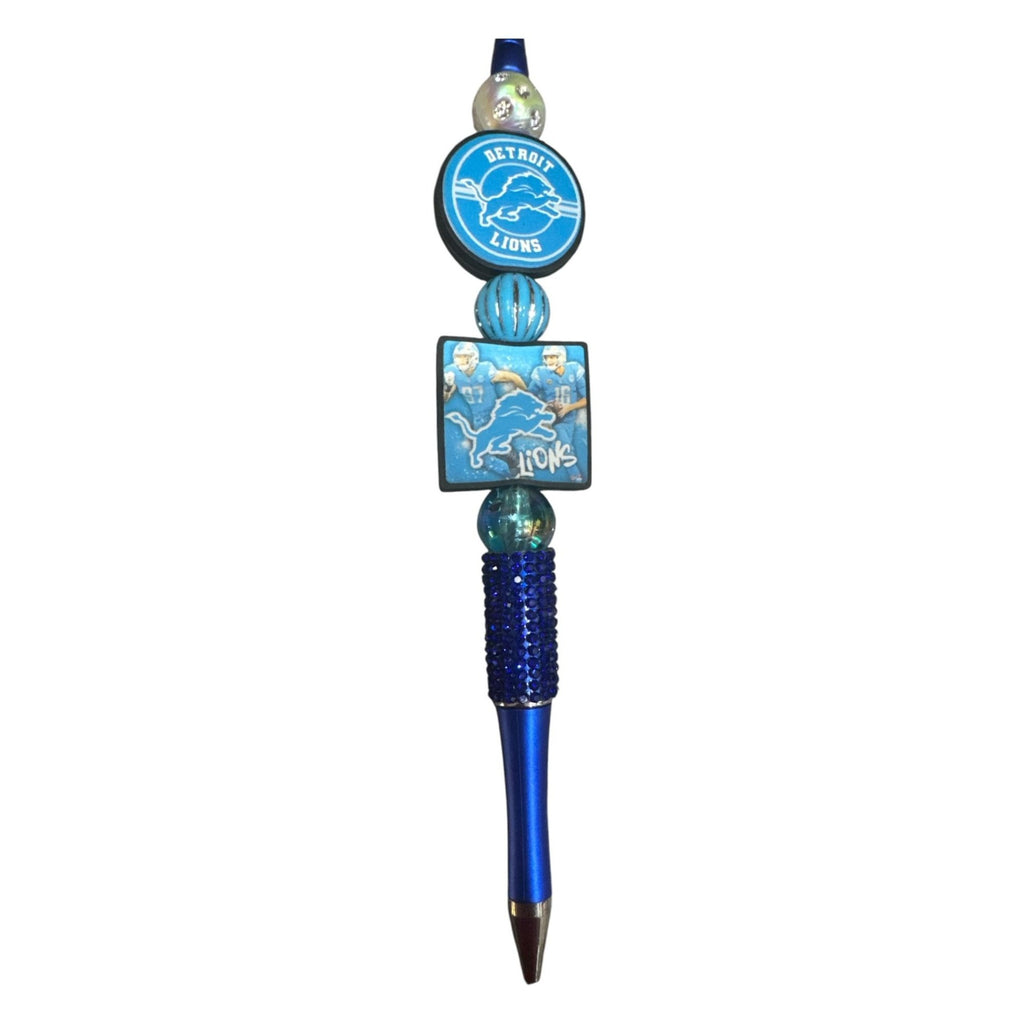 Detroit Lions Beaded Novelty Pen with Rhinestone-Grip & Team Logo Design