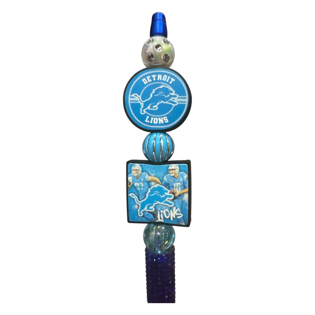 Detroit Lions Beaded Novelty Pen with Rhinestone-Grip & Team Logo Design