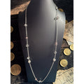 Crystal Beaded Silver Chain Necklace With Round & Faceted Glass Accents Lightweight & Elegant Long Style