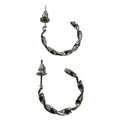 Twisted Silver-Tone Hoop Earrings With Stud Closure