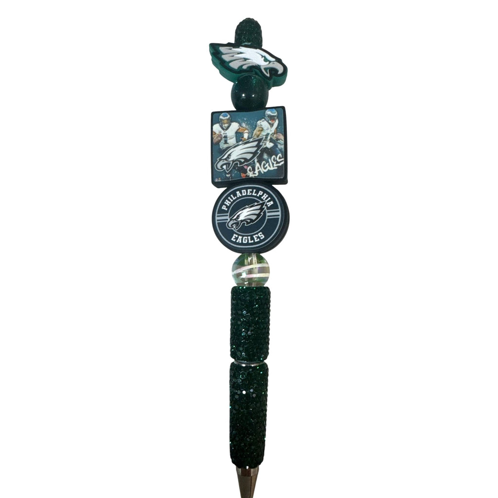 Philadelphia Eagles-Themed Beaded Pen With Glitter Handle & Iconic Logos