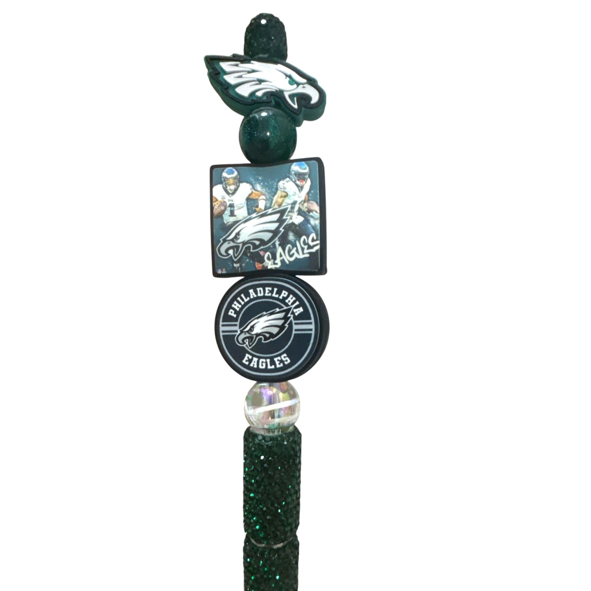 Philadelphia Eagles-Themed Beaded Pen With Glitter Handle & Iconic Logos