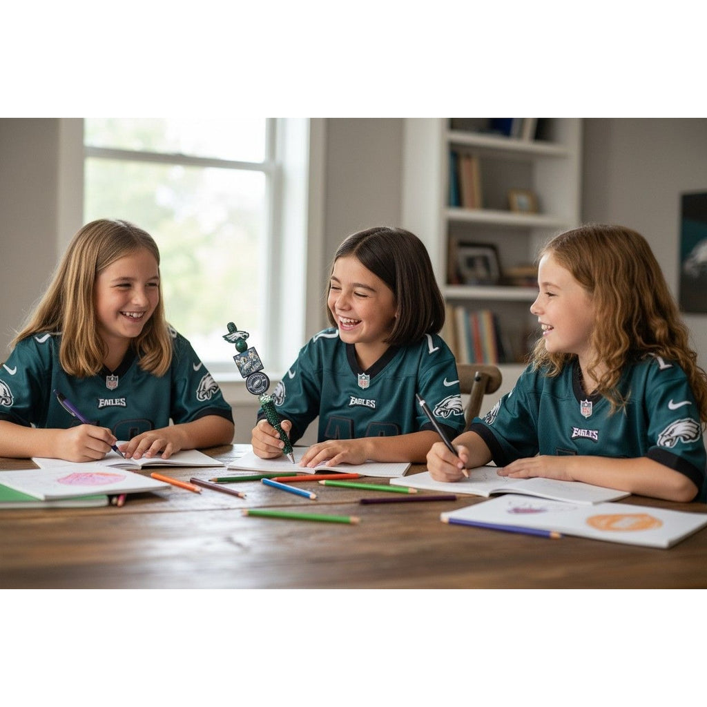 Philadelphia Eagles-Themed Beaded Pen With Glitter Handle & Iconic Logos