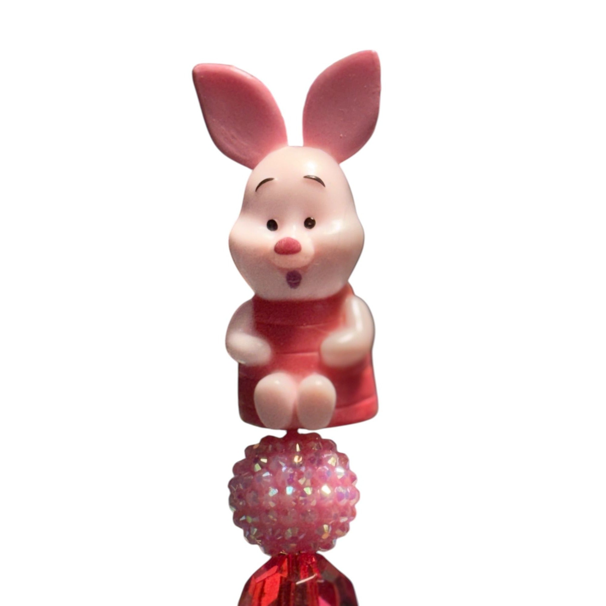 Piglet Beaded Pen Red Pink Glitter Novelty Cute Character Writing Pen Handmade Style