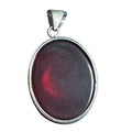925 Sterling Silver Red Cabochon Pendant – Oval Stone, Vintage Style